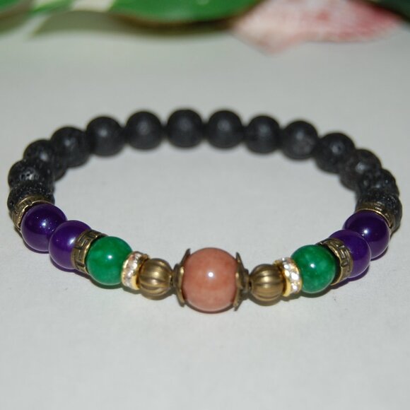 Multicolor Gemstones Bracelet,Stone Beaded Bracelet - Picture 1 of 3